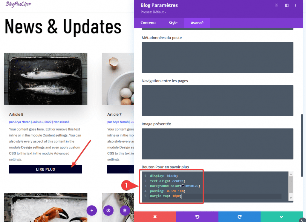 chrome_M8ZT5Xf003 » BlogPasCher Personnaliser le lien Lire Plus du module Blog de Divi