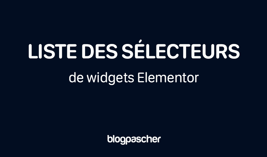 Elementor 小部件選擇器列表
