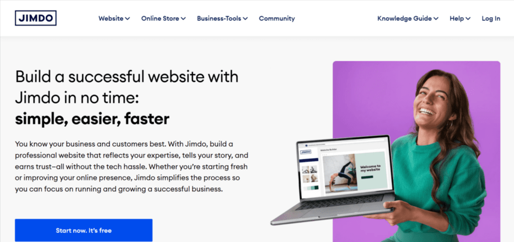 jimdo - meilleurs sites de blog gratuits
