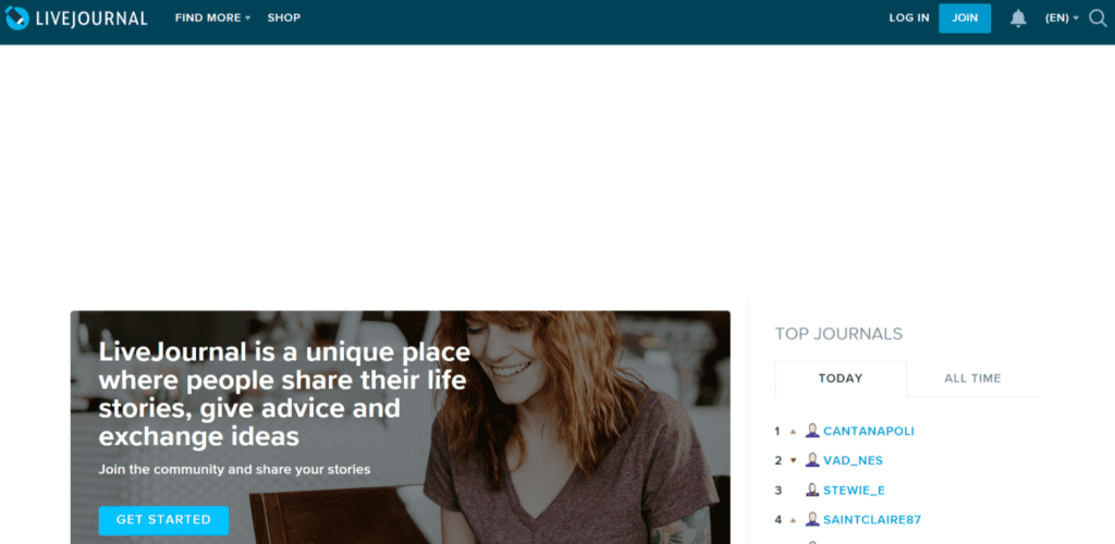 LiveJournal - meilleurs sites de blog gratuits