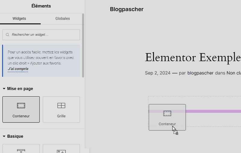 ajouter widget elementor » BlogPasCher