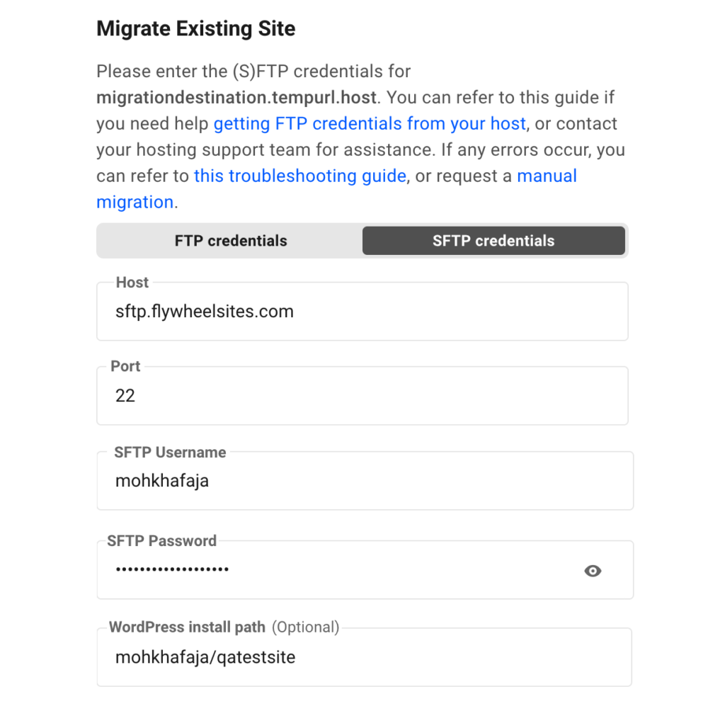 Ajout d’informations d’identification FTP à l’outil de migration Hub