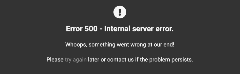 Page d’erreur 500 par défaut