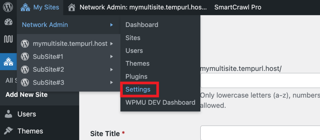Paramètres multisites