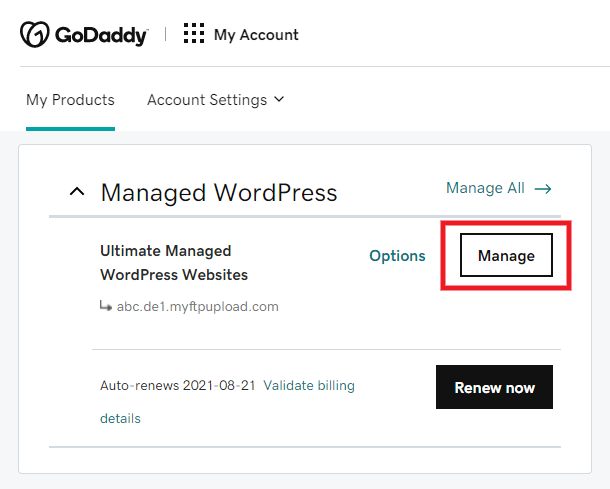 Accéder aux comptes FTP sur GoDaddy