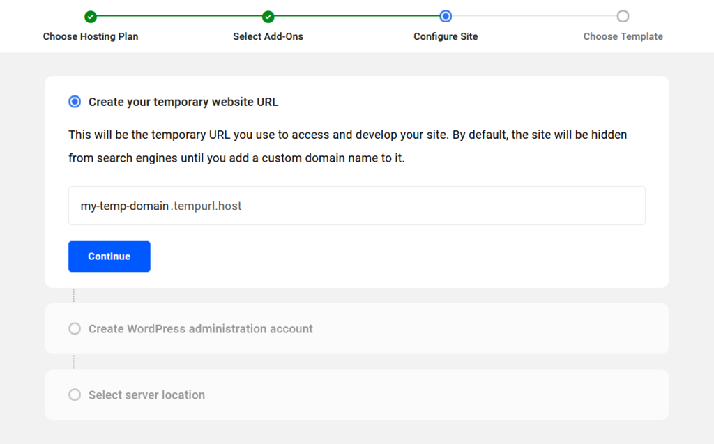 entrer une url temporairement pour votre site