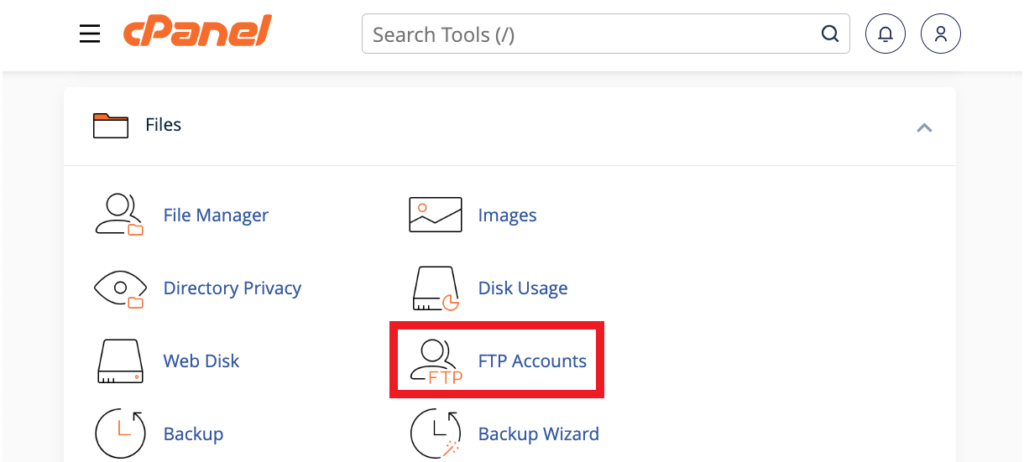 acceder au compte FTP dans cPanel