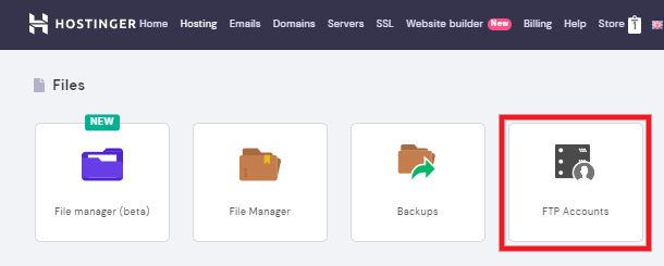 Accéder aux comptes FTP chez Hostinger
