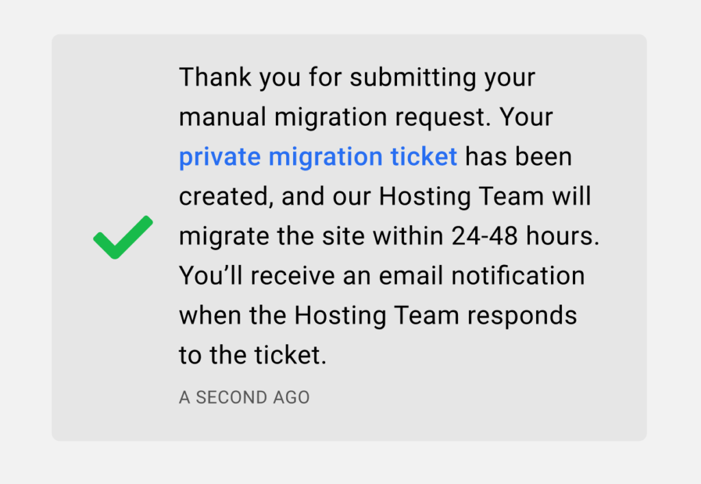 message de reusiite de la migration manuelle