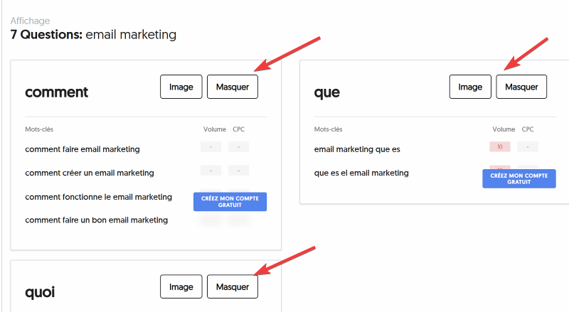 Unwanted Keyword Suggestions Suggestions de mots-clés indésirables