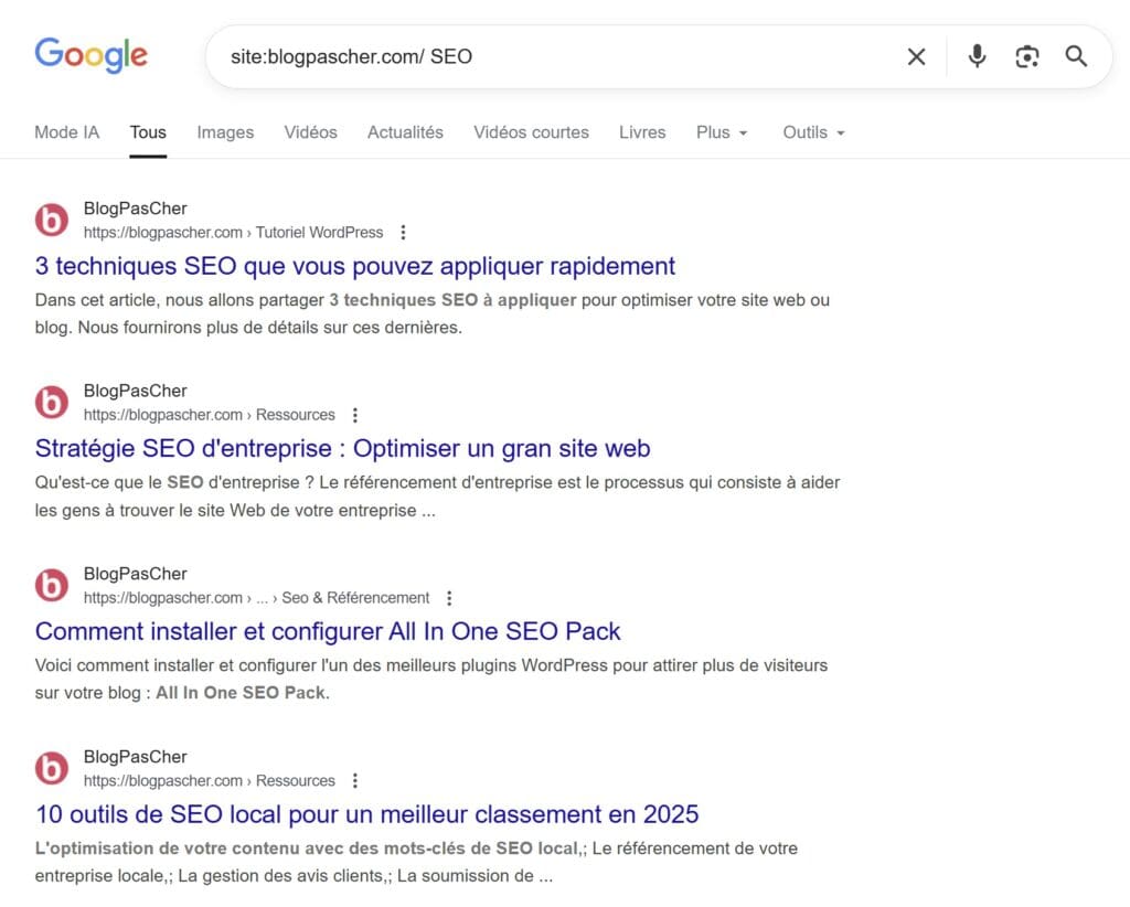 Search within a website Recherche au sein d’un site web - astuces de recherche Google