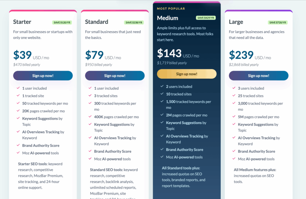 moz-seo » BlogPasCher Plans tarifaires de l’outil de référencement Moz