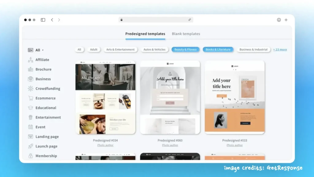 Modèles de landing pages GetResponse » BlogPasCher Modèles de landing pages GetResponse