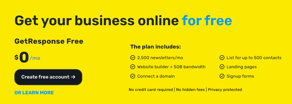 Plan gratuit GetResponse » BlogPasCher Plan gratuit GetResponse