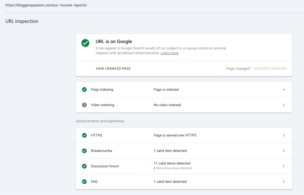 Inspection URL Google