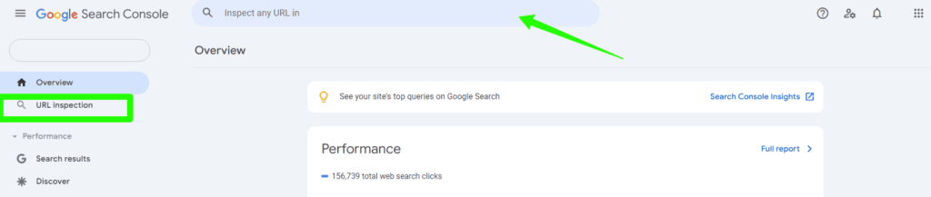 Inspection de l’URL de la Console de recherche Google