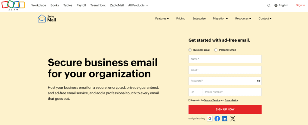 Zoho Mail » BlogPasCher Zoho Mail - meilleures alternatives à Gmail