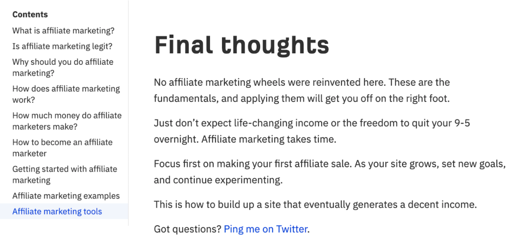 Comment rédiger une conclusion d'article de blog - Conclusion Ahrefs