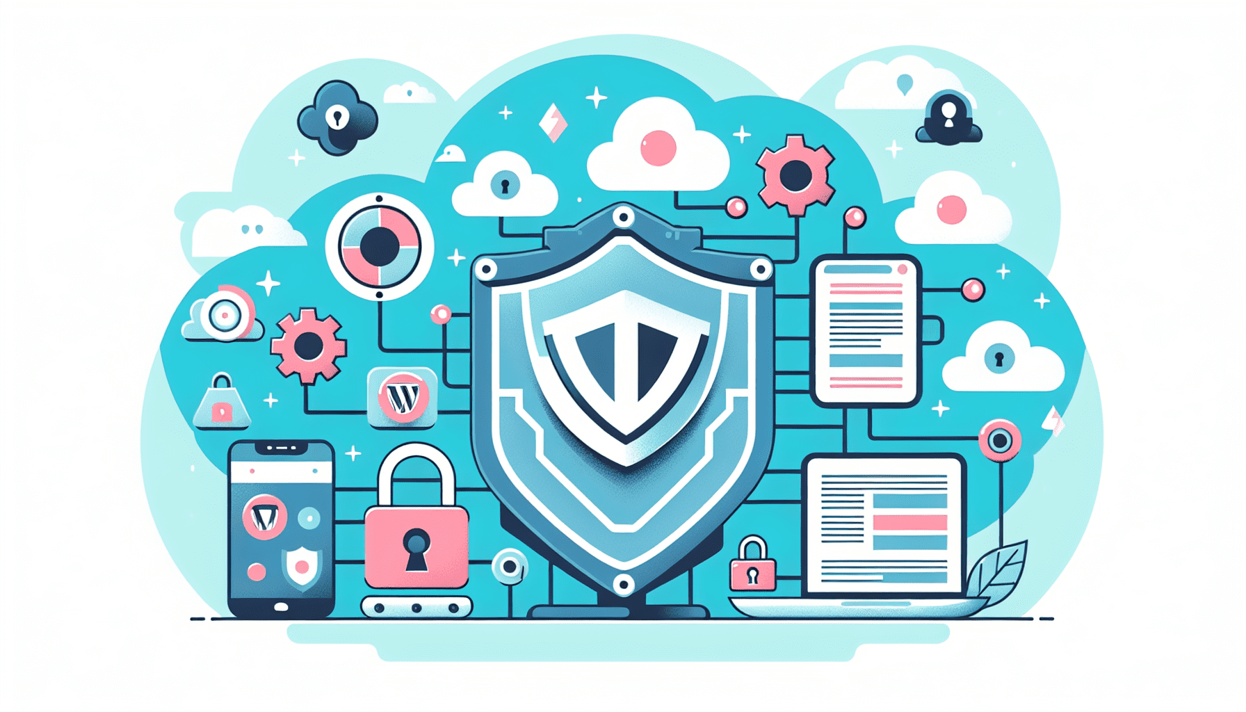 Ilustración de un desarrollador auditando una vulnerabilidad XSS en WordPress y corrigiendo el código PHP.