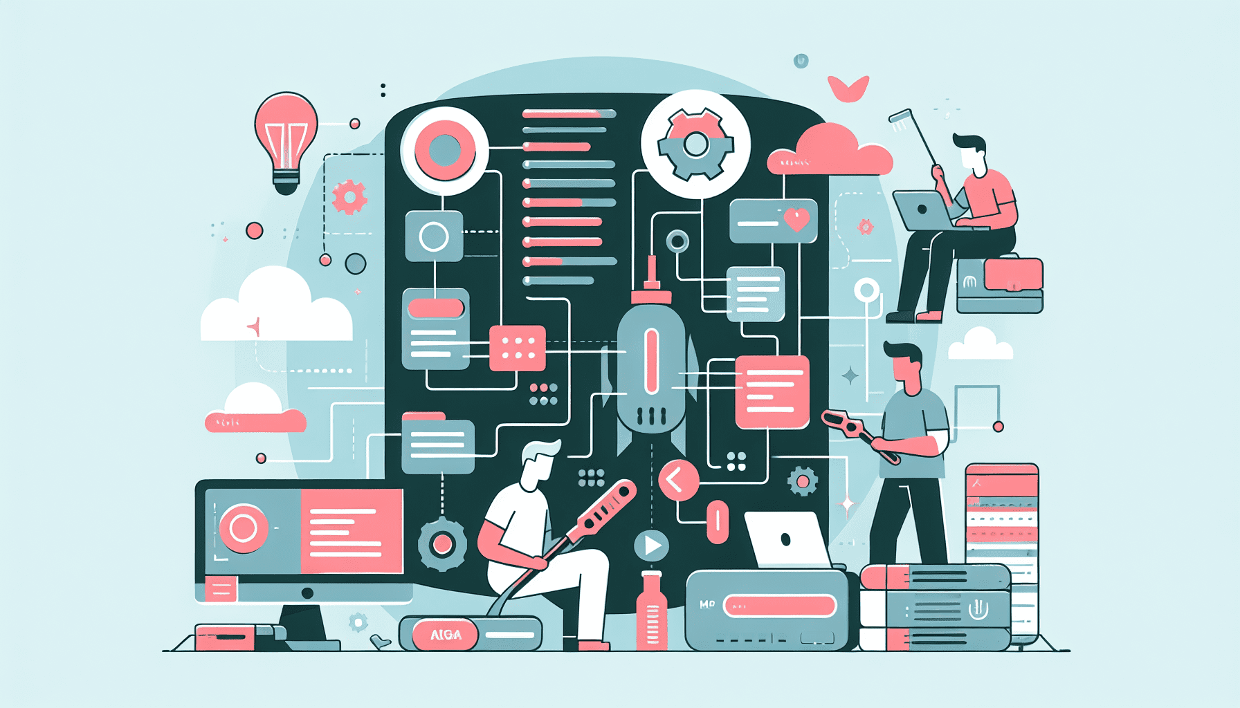 Ilustración de un desarrollador analizando los registros del servidor para solucionar un error de MySQL en WordPress.