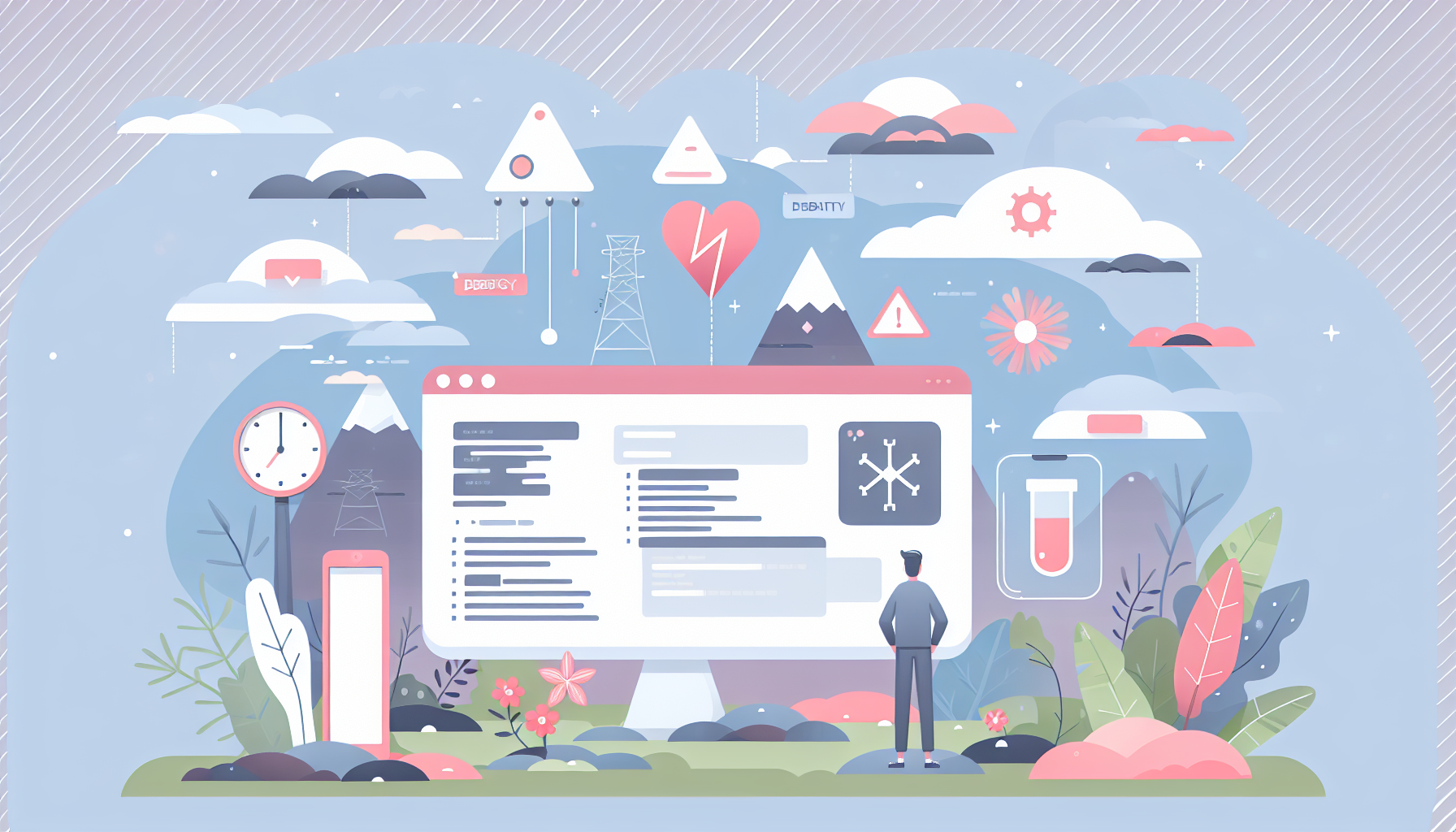 Illustration d’un développeur corrigeant une erreur de connexion à la base de données WordPress